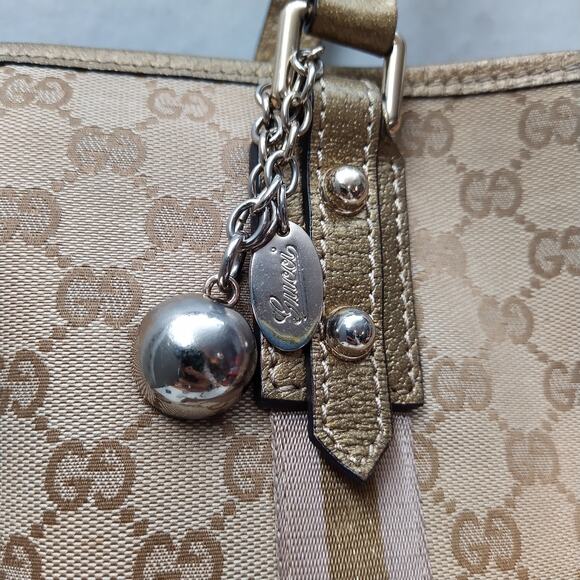 Gucci Brown Canvas GG Double Handles Tote Shoulder Bag - Vintage - Picture 4 of 16